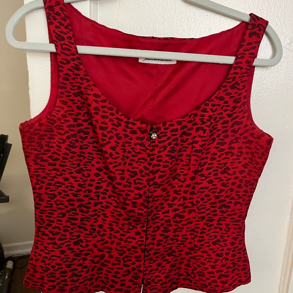 Stylish Red Leopard Print Women's Blouse